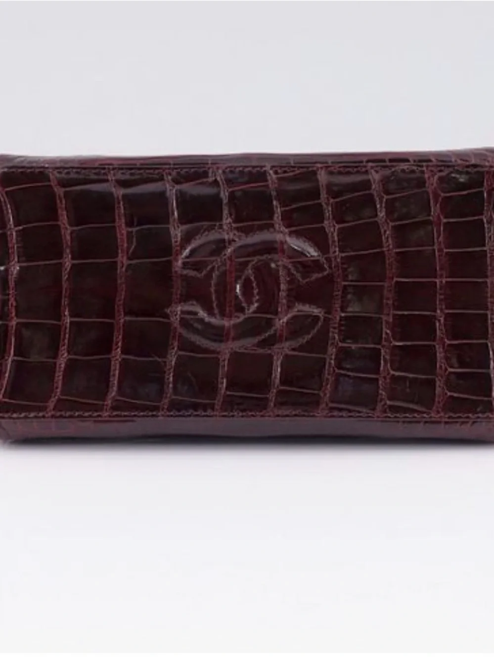 Chanel Vintage Bordeaux Crocodile Kisslock Evening Bag